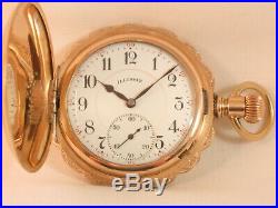 Scarce 17j Illinois Bunn Hunter Gold Antique Pocket Watch Huge Hunting Case