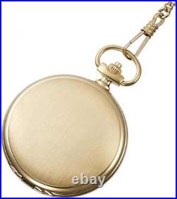 Seiko Pocket Watch SAPQ008 with gold case lid with chain