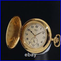 Seiko QZ Pocket Watch Ivory Dial NSK SMZ Original Vintage Case 40mm