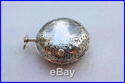 Silver Pair Case Verge Alarm Pocket Watch With Silver Champleve Dial, Circa 1705