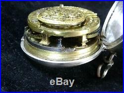 Silver Pair Cased Pocket Watch Hallmark 1769 Square Pillars Working