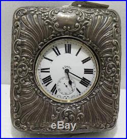 Silver Travel Case And 8 Day Nickle Pocket Watch 1920 Thin Octavina Movement