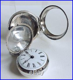 Silver hallmarked Verge fusee pair cased pocket watch