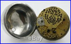Silver pocket watch, pair cases, sun & moon wandering hour dial, London, c1690