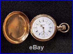 Solid 14K Gold Elgin 0s 130 Hunter Case Beautiful Pocket Watch 1897 15j Antique