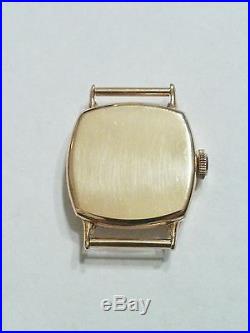 Solid 18k Gold 1915 Illinois Watch Co Mens Cushion Case Springfield 19J Movement