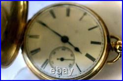 Solid Gold (18 kt) English Full Hunter Cased Pocket Watch Key Wound Date 1855