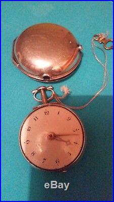 Solid silver fusee verge pair cased pocket watch 1781 excellent. See description