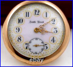 South Bend 18s 17J Pocket Watch Fancy Dial & Excellent Gold Filled Case