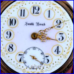 South Bend 18s 17J Pocket Watch Fancy Dial & Excellent Gold Filled Case