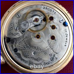 South Bend 18s 17J Pocket Watch Fancy Dial & Excellent Gold Filled Case