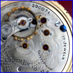 South Bend 18s 17J Pocket Watch Fancy Dial & Excellent Gold Filled Case