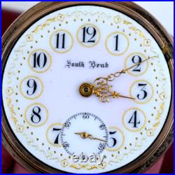 South Bend 18s 17J Pocket Watch Fancy Dial & Excellent Gold Filled Case