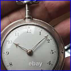 Squire murgatroyd pair case silver pocket watch from 1769 working condition