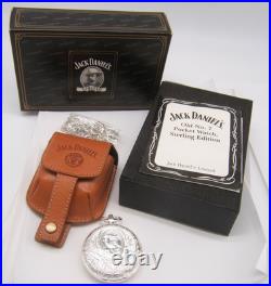 Sterling Silver Jack Daniels Old No 7 Pocket Watch Never Used Box Papers & Case