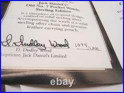 Sterling Silver Jack Daniels Old No 7 Pocket Watch Never Used Box Papers & Case