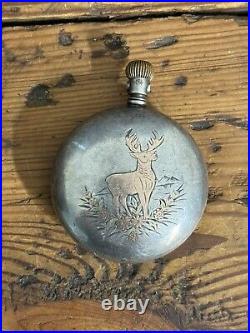 Sterling Stag Antique Pocket Watch Waltham Bartlett 17 Jewel Key Wind Elgin Case