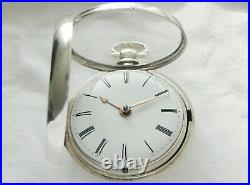 Sterling silver pair case verge fusee Pocket Watch William Hoplend London 1826