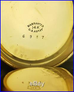 Super 1896 SOLID 14 KARAT GOLD Elgin FANCY DIAL Hunting Case Pocket Watch