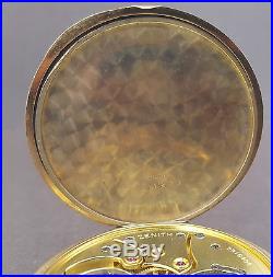 Superb! Zenith Grand Prix 1900 14k. 585 Gold Open Face Pocket Watch Cased