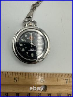 Swiss Army pocket watch with hinged leather case