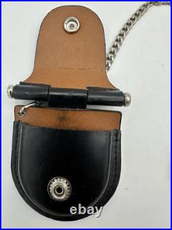 Swiss Army pocket watch with hinged leather case