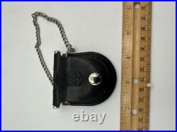 Swiss Army pocket watch with hinged leather case