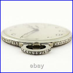 Swiss Platinum High Grade Ultra Thin Diamond Case & Bow Pocket Watch 18-19j 42mm