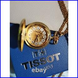 TISSOT Vintage Pocket Watch Gold Hunter Case Swiss Made Retro With Box