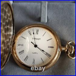 TISSOT Vintage Pocket Watch Retro Gold Hunter Case Swiss Made With Box