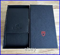 TUDOR Watch Travel Storage Case Black Leather Red Pouch In Box NEW