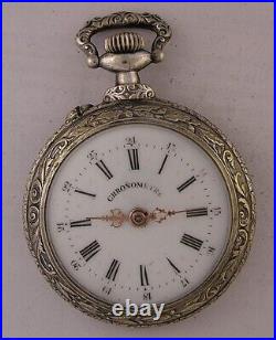 UNIQUE Football Play Engraved CASE 120 Year Old Swiss Pocket Watch Serviced