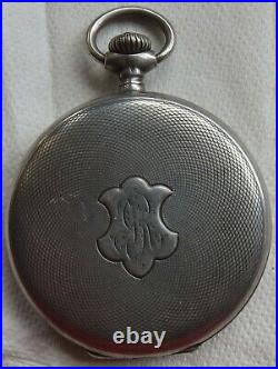 U. Nardin Pocket Watch silver hunter case 50 mm. In diameter balance Ok