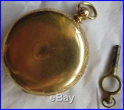 Ulysse Nardin Pocket Watch Key Wind 18K solid gold hunter case enamel dial