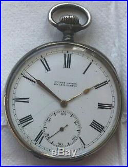 Ulysse Nardin pocket watch open face silver case 50 mm. In diameter