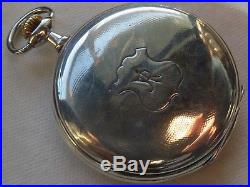 Ulysse Nardin pocket watch silver hunter case enamel dial 51 mm. In diameter