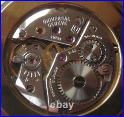 Universal Geneve pocket watch open face gold filled case 41 mm. In diameter