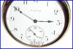 VINTAGE 1912 ELGIN 7j OPEN FACE POCKET WATCH! GF 12s CASE! GRADE 303! GOLD COLOR