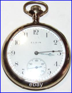 VINTAGE 1912 ELGIN 7j OPEN FACE POCKET WATCH! GF 12s CASE! GRADE 303! GOLD COLOR
