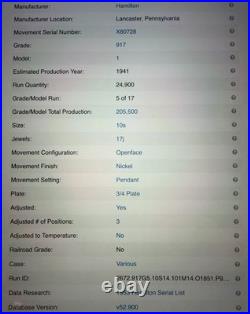 VINTAGE HAMILTON 917 Cal 3 ADJ 14k Gold F. Case Mint In Original Case Running