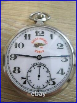 VINTAGE LONGINES HELLS ANGELS MC DIAL AND CASE pocket WATCH cal. 37.9 swiss MADE