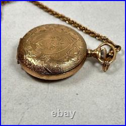 VTG Waltham Pocket Watch 35mm Grade 61 1903 J Boss Gold Filled Watch Case READ