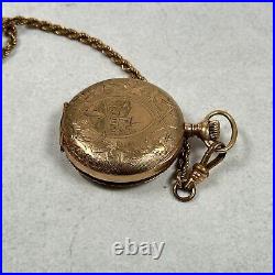 VTG Waltham Pocket Watch 35mm Grade 61 1903 J Boss Gold Filled Watch Case READ