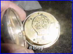 Verge Fusee Pair Case English Sterling Pocket Watch R Johnstone London #5033