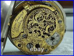 Verge Fusee Pocket Watch Grantham London 1778 Silver Double Original Cases