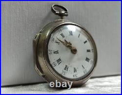 Verge Fusee Pocket Watch Grantham London 1778 Silver Double Original Cases