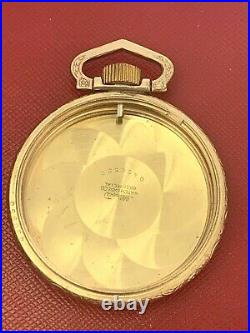Very Nice Vintage 16 Size Yellow Base Metal Pocket Watch Case With Cloth Pouch