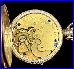 Victorian 1887 14k Gold Elgin Pocket Watch Hunter Case 7 Jewels WORKING 48.4g