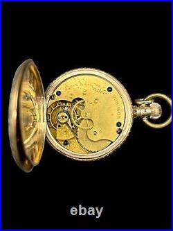 Victorian 1887 14k Gold Elgin Pocket Watch Hunter Case 7 Jewels WORKING 48.4g