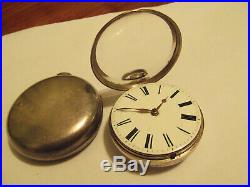 Victorian pair case verge fusee Silver pocket watch. London maker